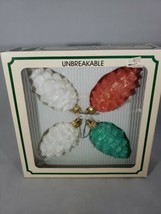 Vintage Box Trim A Home Unbreakable Pine Cone Sparkly Christmas Tree Ornaments  - £7.78 GBP