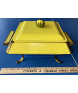 VTG 60s Guild Prestige Casserole Buffet Warmer Yellow Plant Knobs Enamel - €64,48 EUR