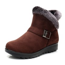 Snow boots warm short thick fur plush winter ankle boot platform ladies suede zip shoes thumb200