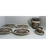 7pc Lot Vintage Mason’s Ironstone/Pitcher Brown, snack plates, tea cup &amp;... - €48,75 EUR
