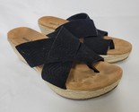 Minnetonka Becka Suede Wedge Platform Toe Loop Sandals Black Leather Size 9 - £22.56 GBP