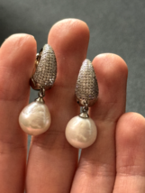 High Quality Drop Pearl Earrings Dangle Topaz Wedding Formal 925 silver ... - £65.94 GBP