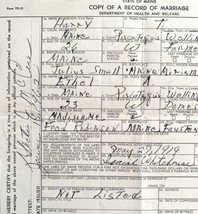 Marriage Record Official Copy 1962 (1919) Wellington Maine Ephemera DWS9A - $29.99