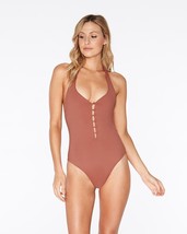 L*Space Swimwear Stella Button Front Open Back One Piece Bodysuit (M/8) Nwt - £108.29 GBP