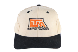 Vintage 90s Distressed ETNA Family of Companies Spell Out Snapback Hat Cap Beige - £17.79 GBP