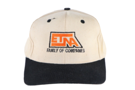 Vintage 90s Distressed ETNA Family of Companies Spell Out Snapback Hat Cap Beige - £16.98 GBP