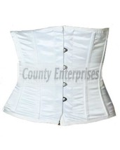 Shaper Cincher Full Steel Boned Spiral Taillen Waist bust White Satin Co... - $45.98