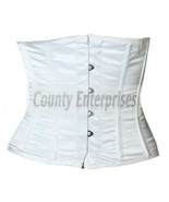 Shaper Cincher Full Steel Boned Spiral Taillen Waist bust White Satin Co... - $45.98