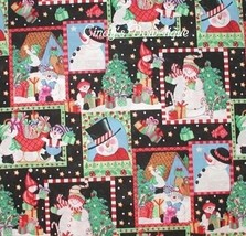 Snowman Fabric, Winter Scene Fabric, Snowmen Fabric, Snowman Cotton Fabric - £14.29 GBP