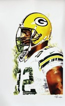 Reggie Blanc 12x18 Vert Bay Packers Lithographie Signé Par Joshua Barton - £46.51 GBP