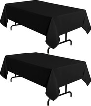 2 Pack Black Tablecloth 60 x 84 Inch Rectangle 4 Feet Table Cloth Stain and Wrin - £31.78 GBP