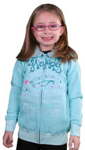 Iron Fist Girls Kids Happy Camper Aqua Hoodie Sweater w Fur Hood IFK0088... - £12.38 GBP