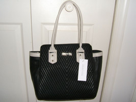KENNETH COLE REACTION TOTE BAG PURSE BLACK IVORY NEW RETAIL $99. - £27.66 GBP