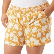 Briggs Women&#39;s Plus Size 3X Orange Floral Elastic Waist Shorts NWT - £8.34 GBP