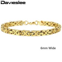 Davieslee Byzantine Chain Bracelet for Men Gold Black Silver Color Stainless Ste - £11.00 GBP