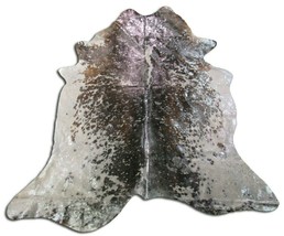 Dark Silver Cowhide Rug Size: 7&#39; X 6&#39; Brown/Silver Cowhide Rug K-113 - £154.93 GBP