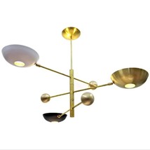 Modern 3 Light Sputnik Chandelier Brass Handcrafted Modern Mid Century Light - £328.80 GBP