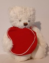 Hallmark 12&quot; White Teddy Bear w/ Red Heart Zippered Pouch Valentines Plush  - £11.67 GBP