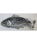 Vintage CENTRUM METAL Fish Shape Decor Serving Tray Silver Tone Textured... - $19.99