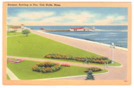 Vtg Postcard-Steamer Arrivingat Pier, Oak Bluffs MA-Linen~MA1 - £10.29 GBP