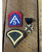 VINTAGE WW2 A5 FIFTH ARMY NORTH MILITARY Arrow PATCH NAVY CROSS marines ... - $41.38