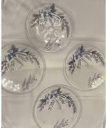 Pfaltzgraff Winter Frost 4 Dessert Plates Set Etched Hand Painted Glass ... - $58.19