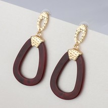 Fashion Jewelry Blue &amp; Red Dangle Earrings For Woman Gold Color Trendy Water Dro - £6.08 GBP