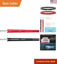 22AWG Silicone Wire Cable Set - 20 Feet [10ft Black &amp; 10ft Red] - High T... - $8.61