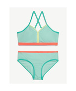 Justice Girls Two-Piece Bikini with Cross Back Straps, Mint Size S(7/8) - $24.99 CAD