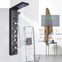 LED Light Shower Panel Waterfall Rain Digital Display Shower Faucet Set SPA Mass - £180.89 GBP