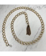 Gold Tone Tassel Metal Chain Link Belt Size Small S Medium M - £14.79 GBP