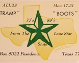 Vintage CB Ham radio Card Tramp Boots Pasadena Texas Amateur Lone Star - £3.90 GBP