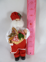 Santa Claus  Baker W Basket of gingerbread cookies Ornament Red Hat &amp; apron 9&quot; - £9.47 GBP