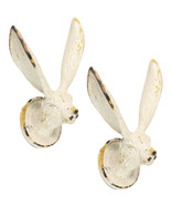Pack Of 2 Antique White Pewter Cottage Bunny Rabbit Wall Coat Hat Leash ... - $42.51 CAD