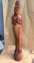 Thai Sawasdee Lady Wood Carving Figurine - 76 1/2&quot;  Tall - Local Pick-Up Only - £1,966.57 GBP