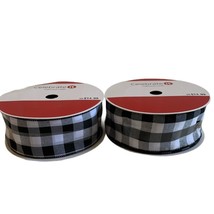 Christmas Ribbon LOT 2 Wired Jumbo Roll Black White 2 1/2&quot; x 75 Ft Celebrate It - £11.40 GBP