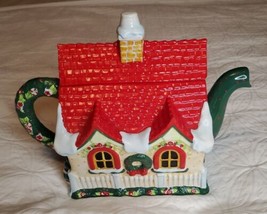Mary Englebreit Christmas Cottage Teapot House Home Sweet Home 2000 Vintage Nice - £95.69 GBP
