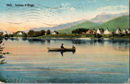 Vtg Postcard, Boating Scene in an Indian Village, Postmarked 1918, Hamilton Mont - £5.66 GBP