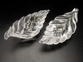 Bleikristall Lead Crystal Candle Holders, 24% PbO, Leaf Shape, Made in Germany - £23.46 GBP