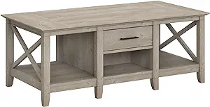 Bush Furniture Key West Coffee Table With Storage In Washed Gray - £279.10 GBP