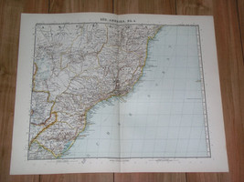 1903 Antique Map Of Southern Brazil Parana Rio De Janeiro Sao Paulo Bahia - £15.41 GBP