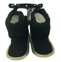 Bebe Baby Black Suede Metallic  Faux Fur Crib Boots Booties Size3 (6-9) Mths NWT - £8.48 GBP