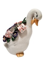 Vintage Easter Duck Figurine with flowers and Ribbons on the back 5 1/8 in tall - £10.93 GBP