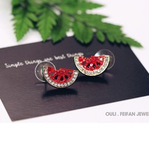 Korean version of rhinestone watermelon earrings cute fashion cute student Japan - £10.46 GBP