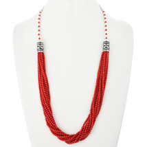 Navajo Deep Red CORAL HEISHI Beads Necklace 10 Strand Handmade Sterling Silver - £333.62 GBP