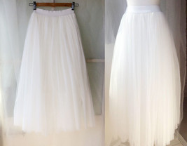 WHITE Long Tulle skirt Outfit Wedding Party A-line Plus Size Tulle Skirts image 1