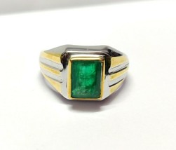 Émeraude Bague Hommes Lourd 6x8 Octogone 1.5 CT Émeraude Vintage Bague - £123.10 GBP