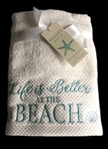 Life Is Better At The Beach Hand Towels Set of 2 Embroidered Resort Collection - £31.23 GBP