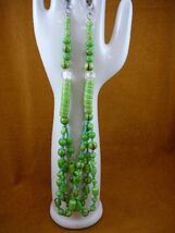 (v16) vintage Lime green white lamp work glass beaded 22" Necklace Austr... - $70.69