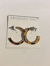 Argento Vivo Earrings Hoop With Brown GOLD  1.25" NEW - $19.40